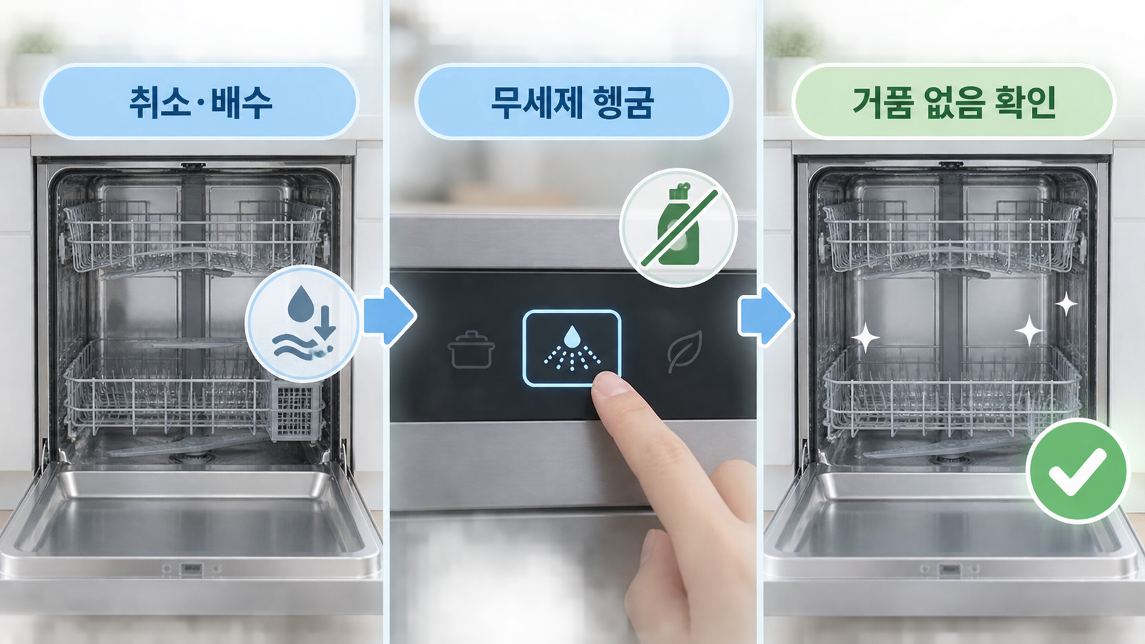 무세제 헹굼 정상 결과 확인