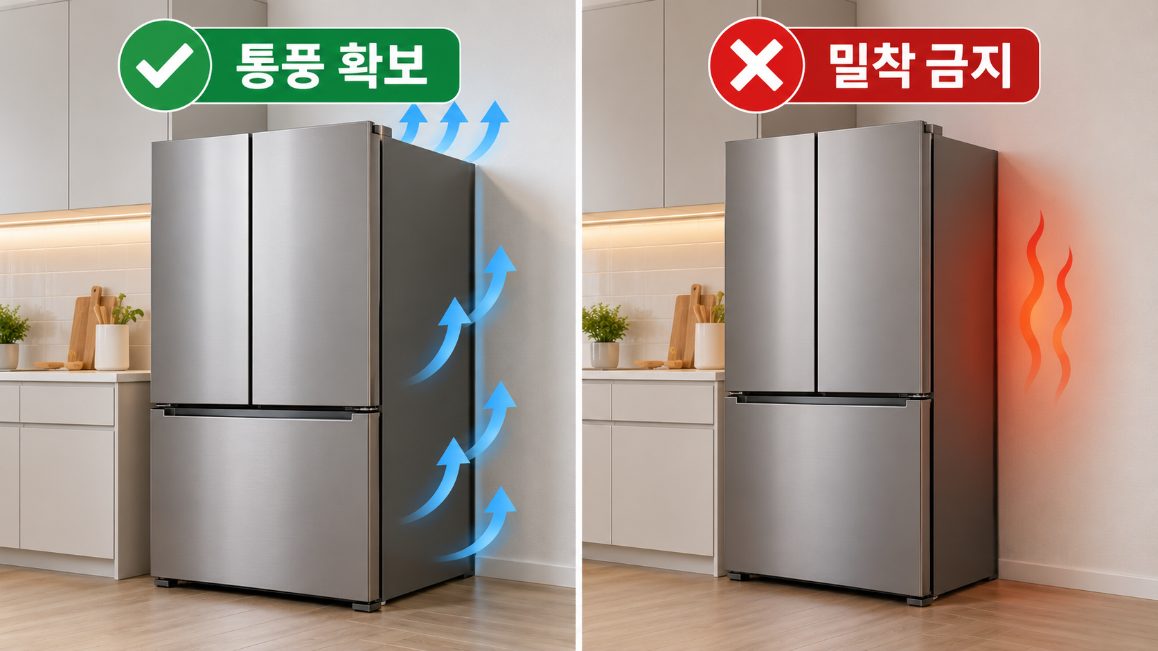 냉장고 통풍 간격 확인