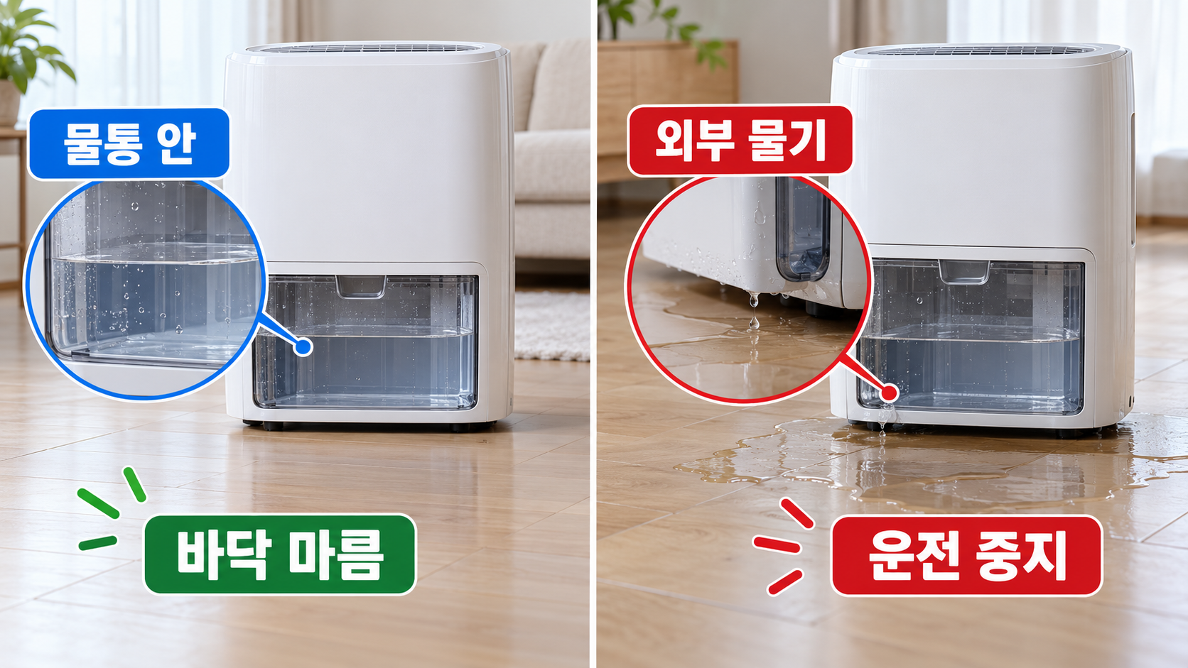 정상 제습과 누수 위치 구분