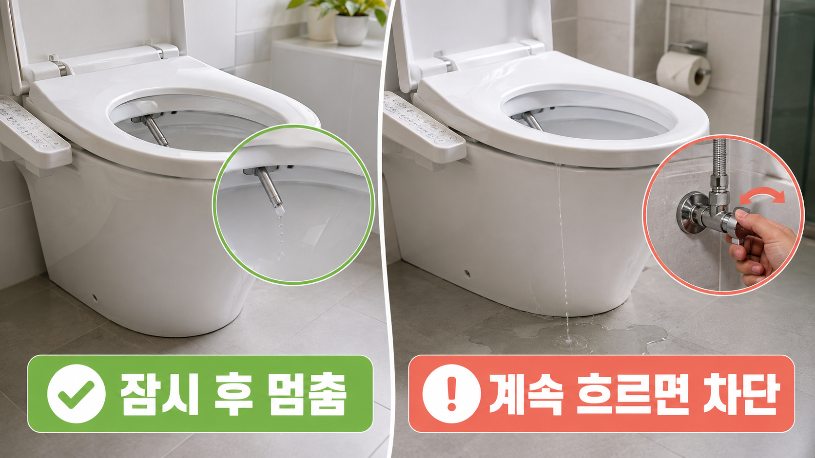 정상 잔수와 누수 구분