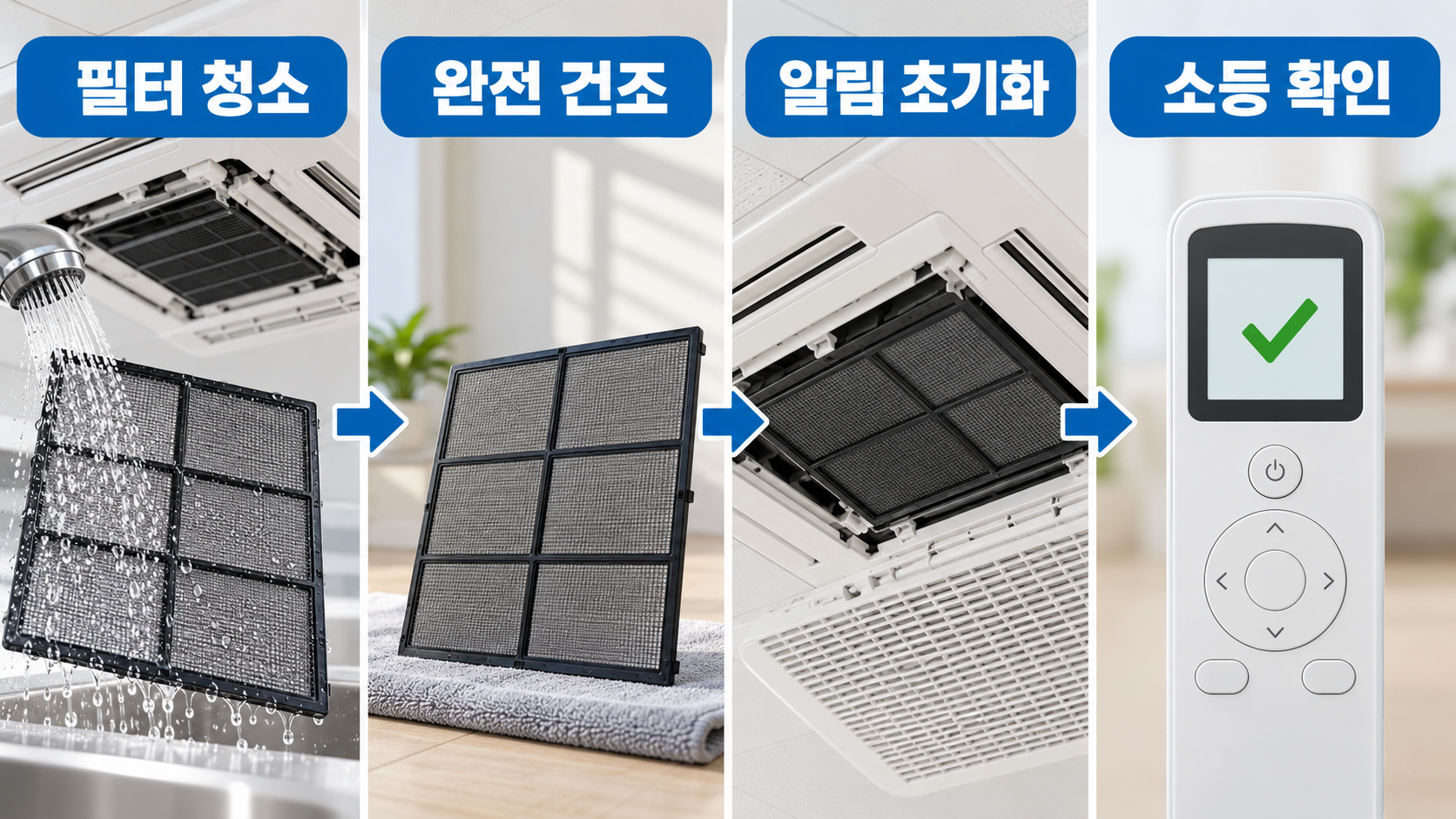 필터 청소와 알림 초기화 순서